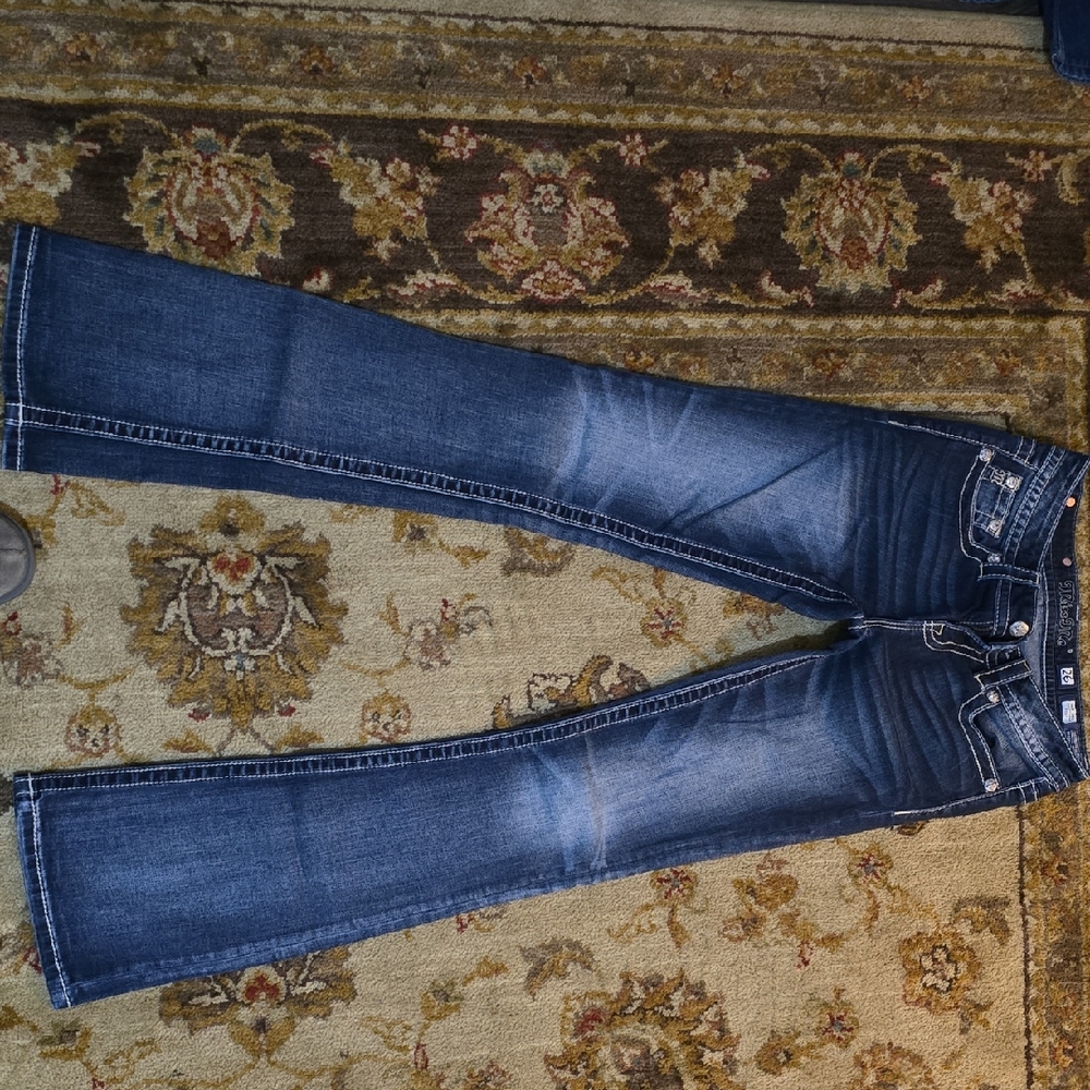 Miss Me Blue Flare & Wide Leg Jeans with Classic Indigo Wash